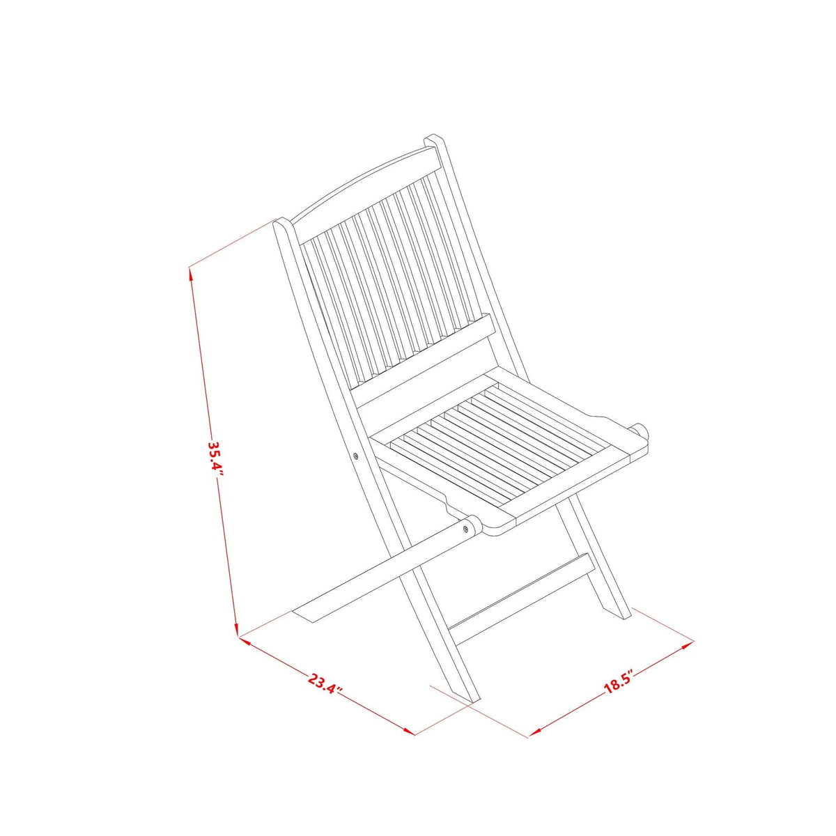 Solid Acacia Wooden Patio Folding Side Chair Set of Two I87948