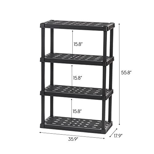 4-Shelf Heavy Duty Plastic Storage Shelves Black V69471