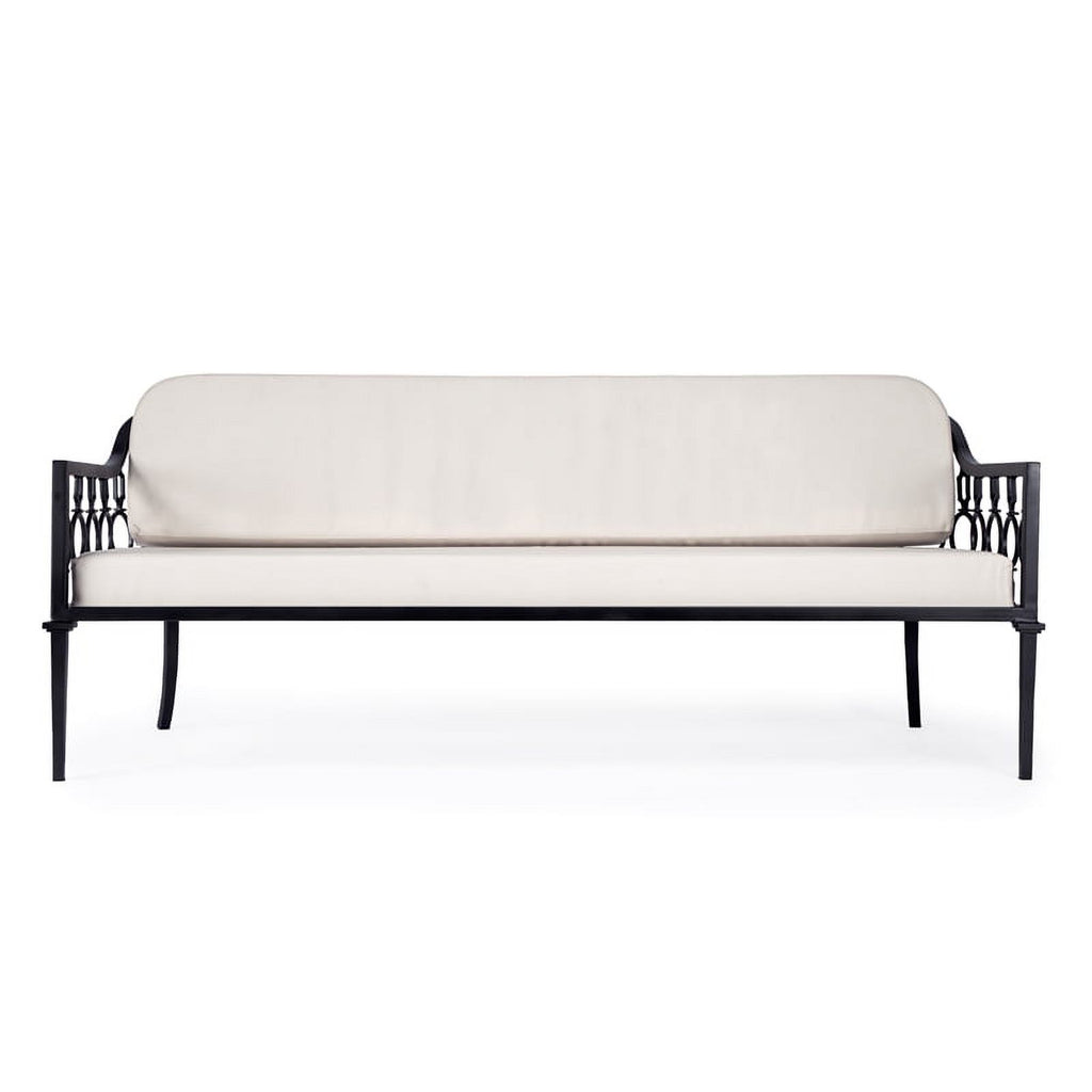 Black Iron Upholstered Outdoor Sofa I7981