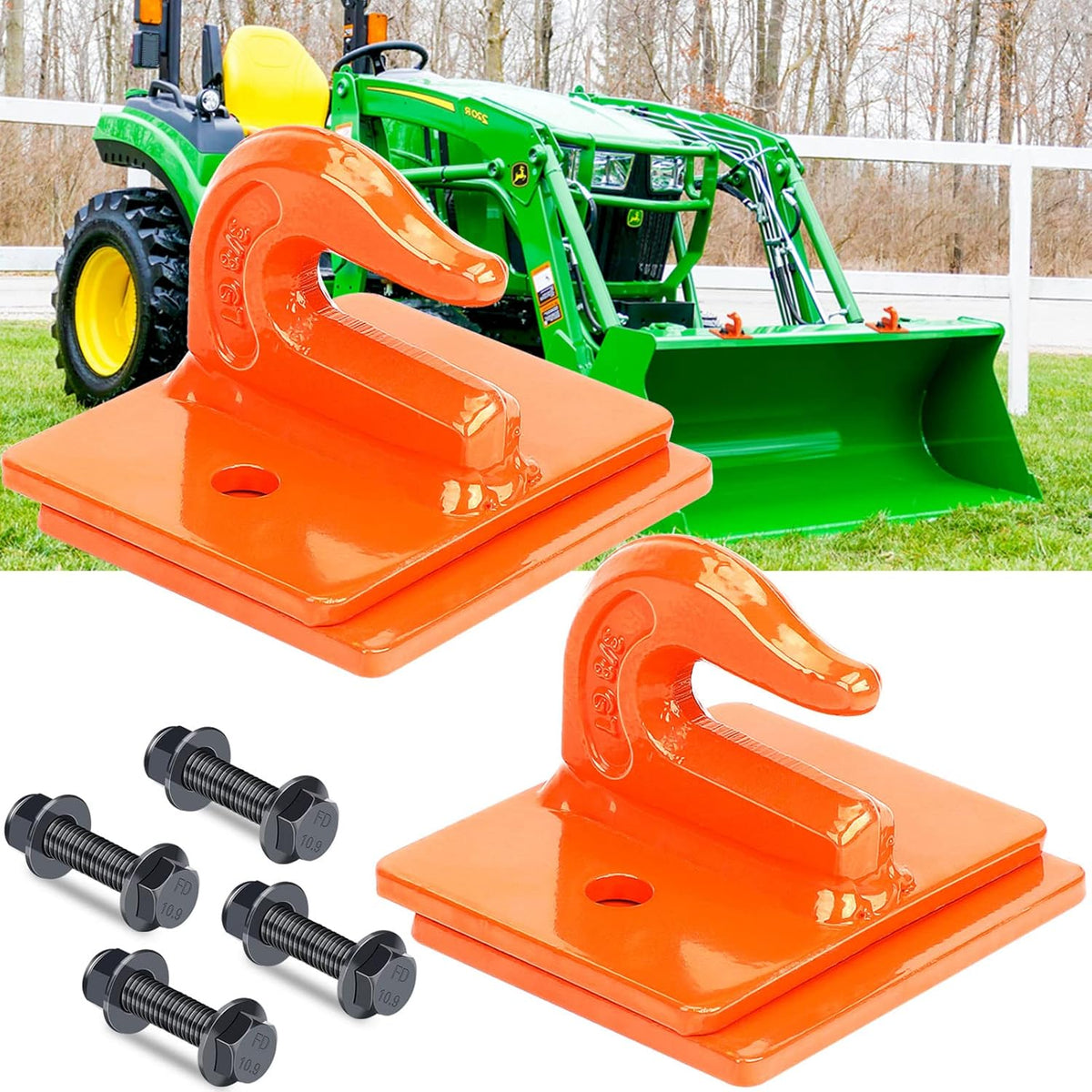 3/8" Bolt On Tractor Bucket Hooks, 2 Pack, Red G6435