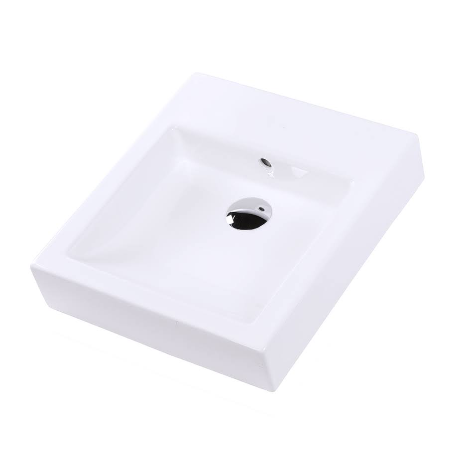 White Rectangular Wall Mount Bathroom Sink H18011