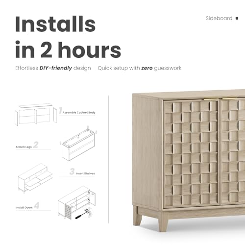 Walnut Finish Solid Wood Sideboard Cabinet with Storage V8831