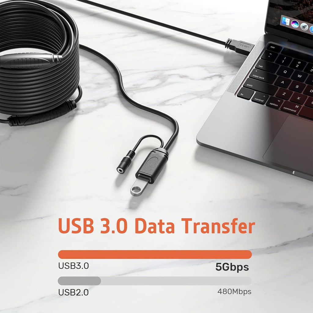 50 Feet Active USB 3.0 Male to Female Extension Cable with Power Adapter R1928