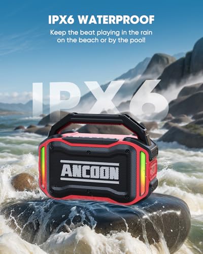 Bluetooth Wireless Speaker with Bass, 20H Playtime, IPX6 Waterproof (Black) Y232613