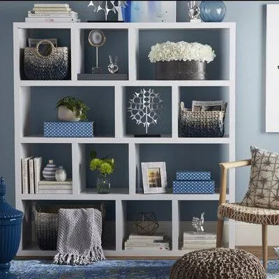 Pure White Geometric Bookcase E136