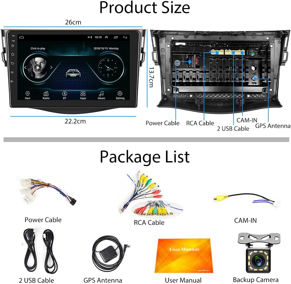 9 Inch Touchscreen Car Stereo with Backup Camera H722