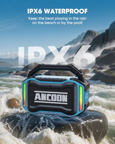 Bluetooth Wireless Speaker with Bass, 20H Playtime, IPX6 Waterproof (Black) Y232613