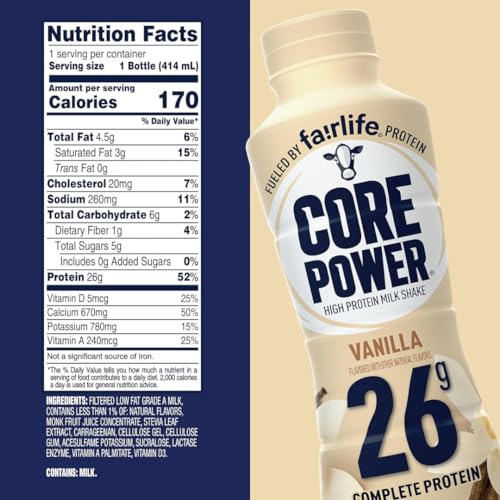 Natural Flavor Ready to Drink Protein Shake, 14 fl oz, 26 gram, Pack of 6 K1945