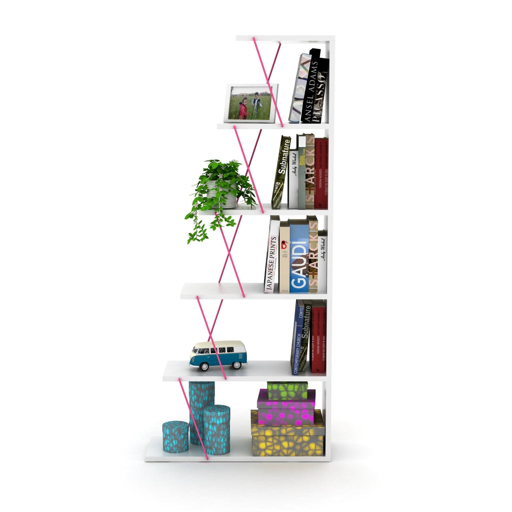 White-Pink Bookcase Z4067
