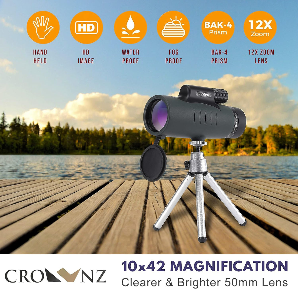 Waterproof Fog Proof High Power Monocular with Tripod Y188830