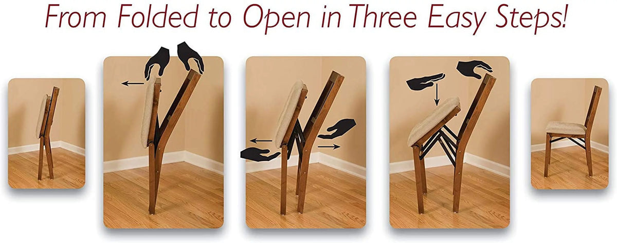 Fruitwood Finish Folding Chair Set of 2 P7721