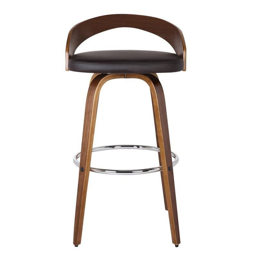 26" Faux Leather Wood Counter Stool in Brown/Walnut M724424