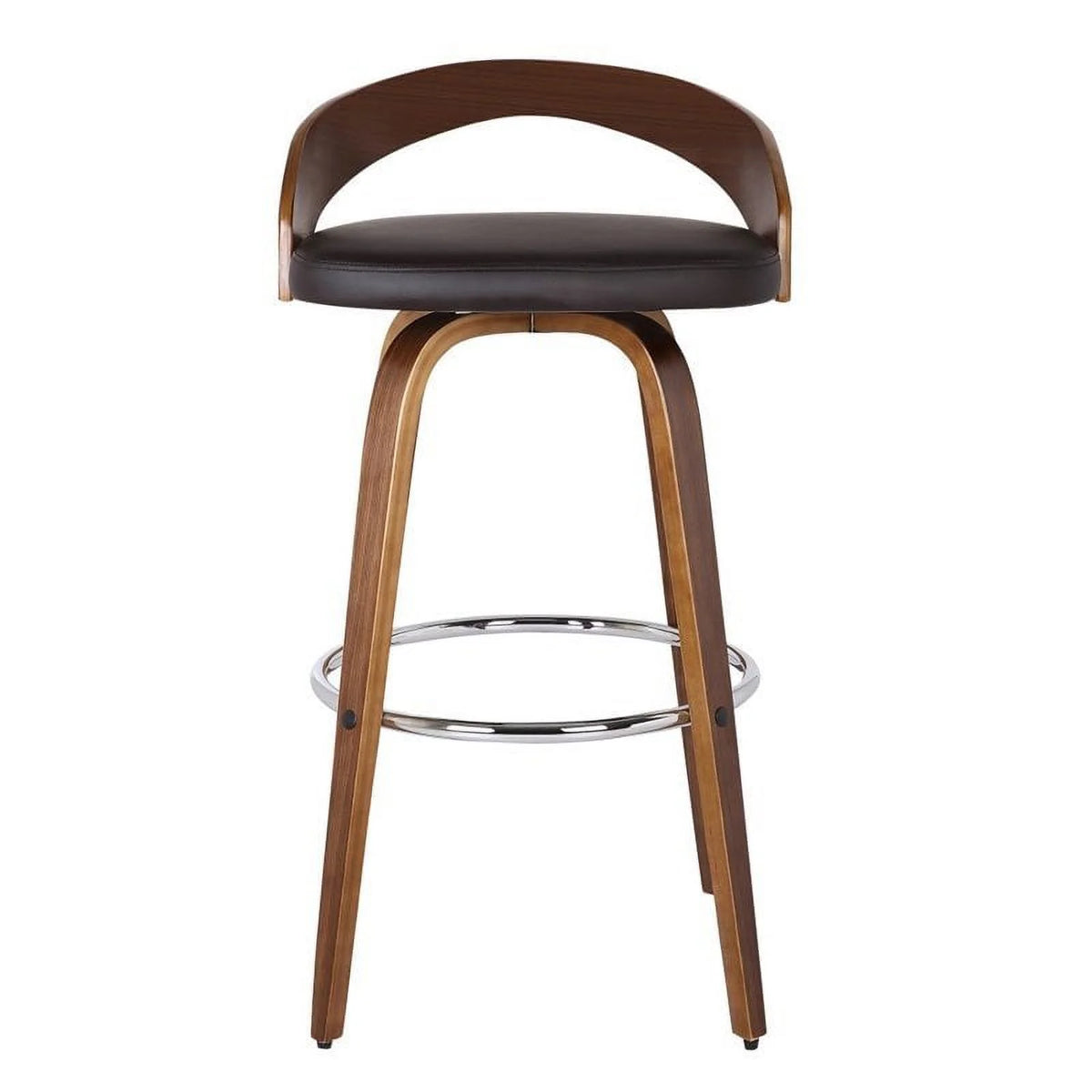 26" Faux Leather Wood Counter Stool in Brown/Walnut M724424