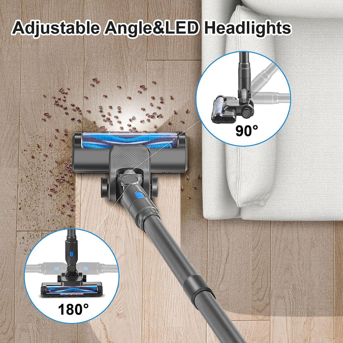 Cordless Stick Vacuum Cleaner with LED Headlights S856