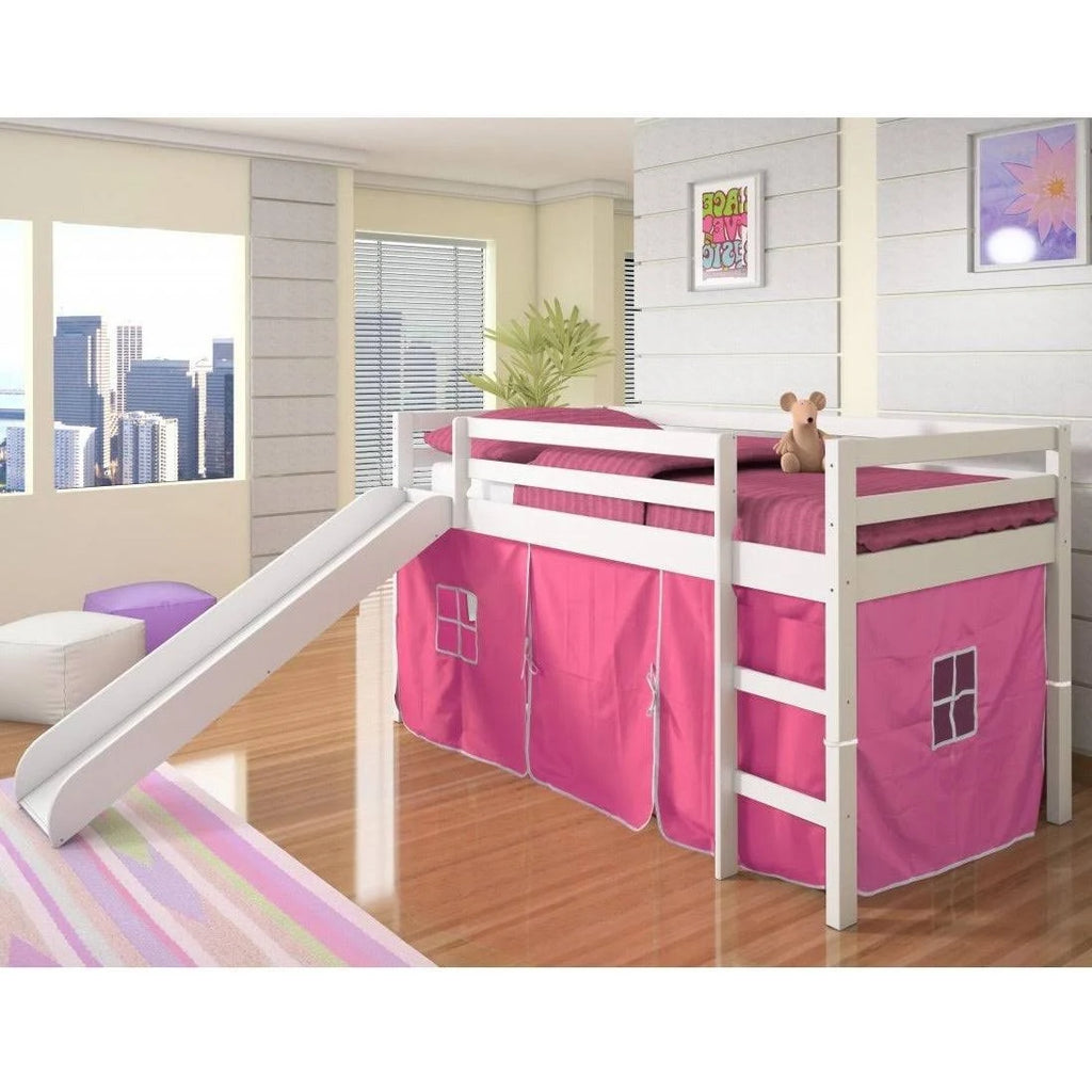 Light Espresso Kids Twin Loft Tent Bed with Slide G5510