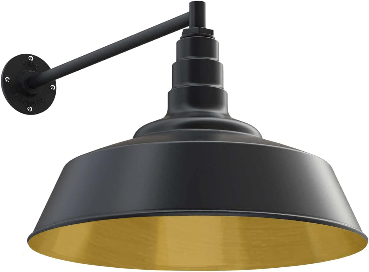 Gooseneck Barn Light Matte Black with Brass Interior U2828