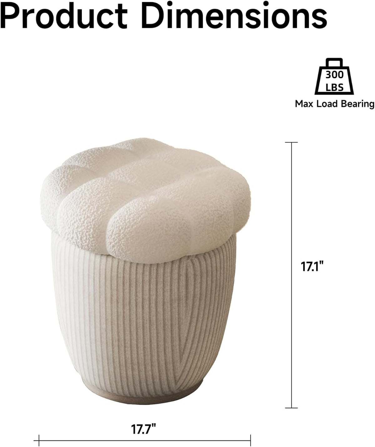 White Round Ottoman with Removable Lid S819341
