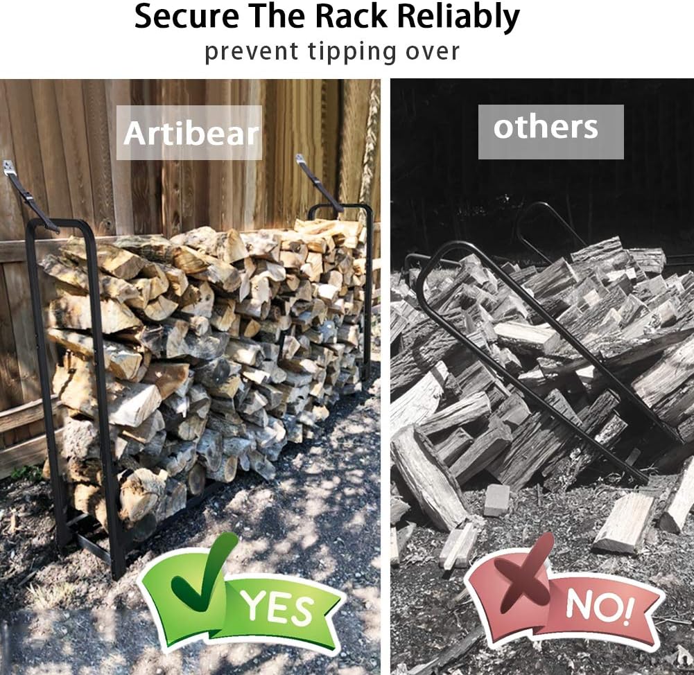4ft Adjustable Heavy Duty Metal Firewood Rack H56585