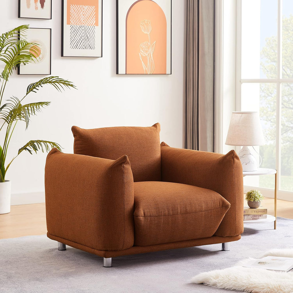 Rust Red Cotton Linen Accent Chair Z879295