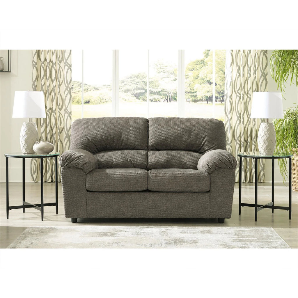 Gray Fabric Wood Loveseat V5934