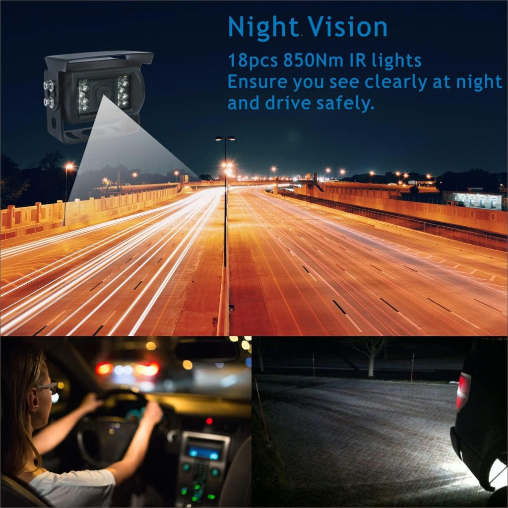Wired 7 LCD Monitor Backup Camera System with Night Vision IP69K Waterproof Camera N4115