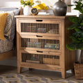 Medium Oak 3-Drawer Wood Chest C342090