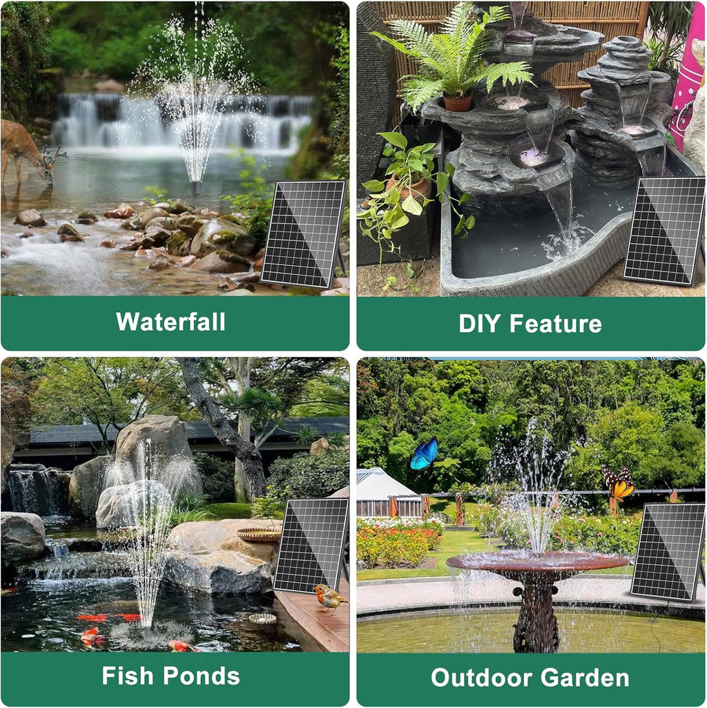 25W Solar Fountain Pump 410GPH with 16.5FT Cord F2562