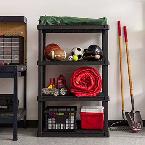 4-Shelf Heavy Duty Plastic Storage Shelves Black V69471