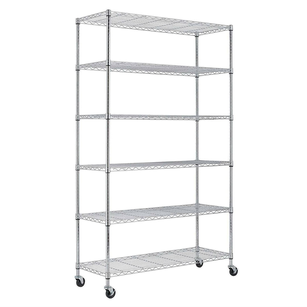 Heavy Duty 6-Shelf Metal Storage Rack with Casters W7250