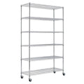 Heavy Duty 6-Shelf Metal Storage Rack with Casters W7250