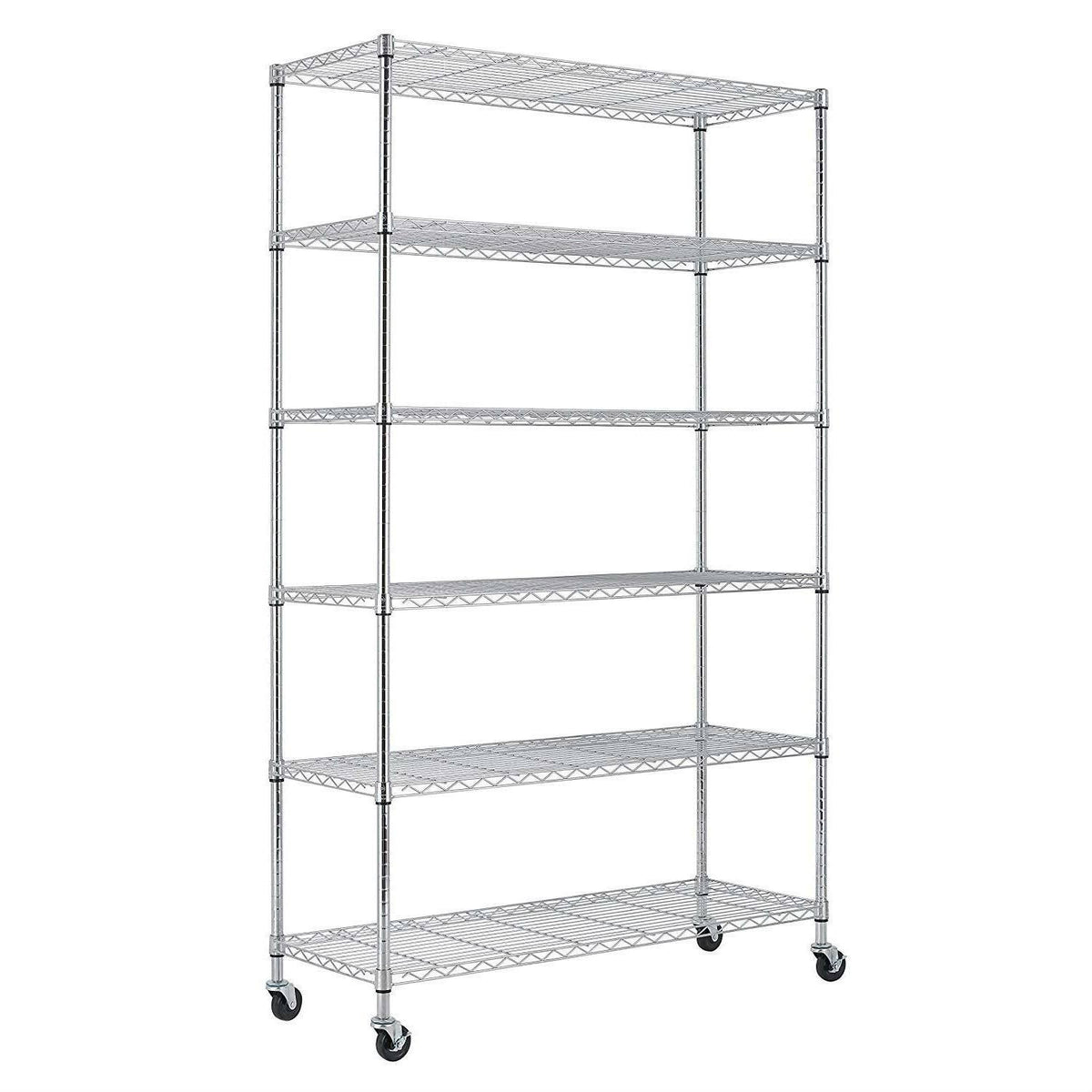Heavy Duty 6-Shelf Metal Storage Rack with Casters W7250
