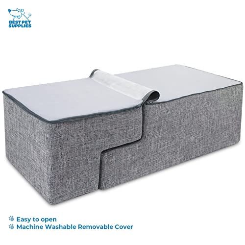 Gray Linen 4-Steps Foldable Pet Steps G732387