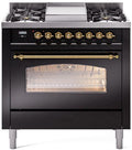 36 Dual Fuel Natural Gas Range Glossy Black Brass Trim X97668