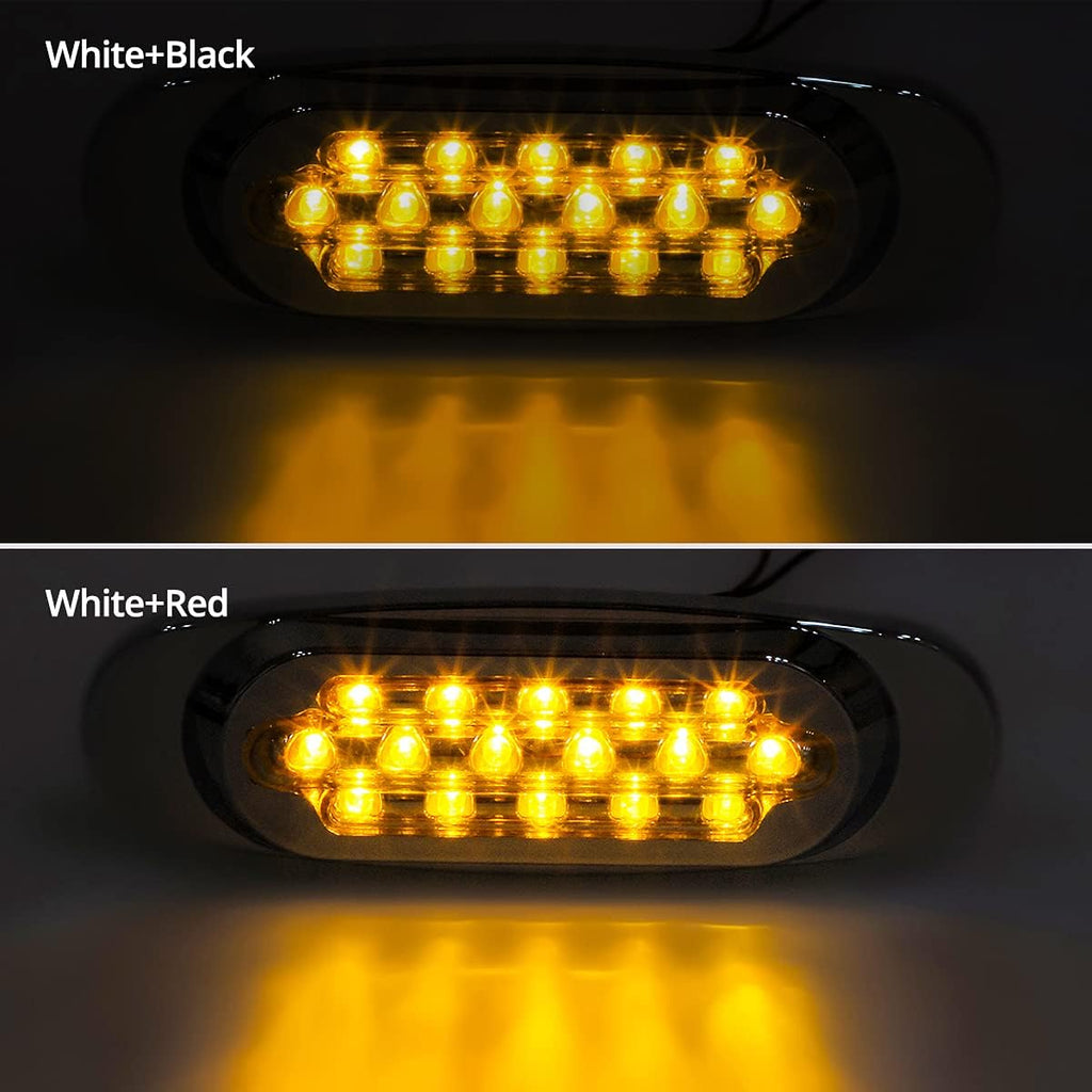 14Pcs 6-1/2 Clear/Amber 16-LED Trailer Side Marker and Turn Signal Lights Chrome Flush Mount Sealed Replacement Pack of 2 T264836
