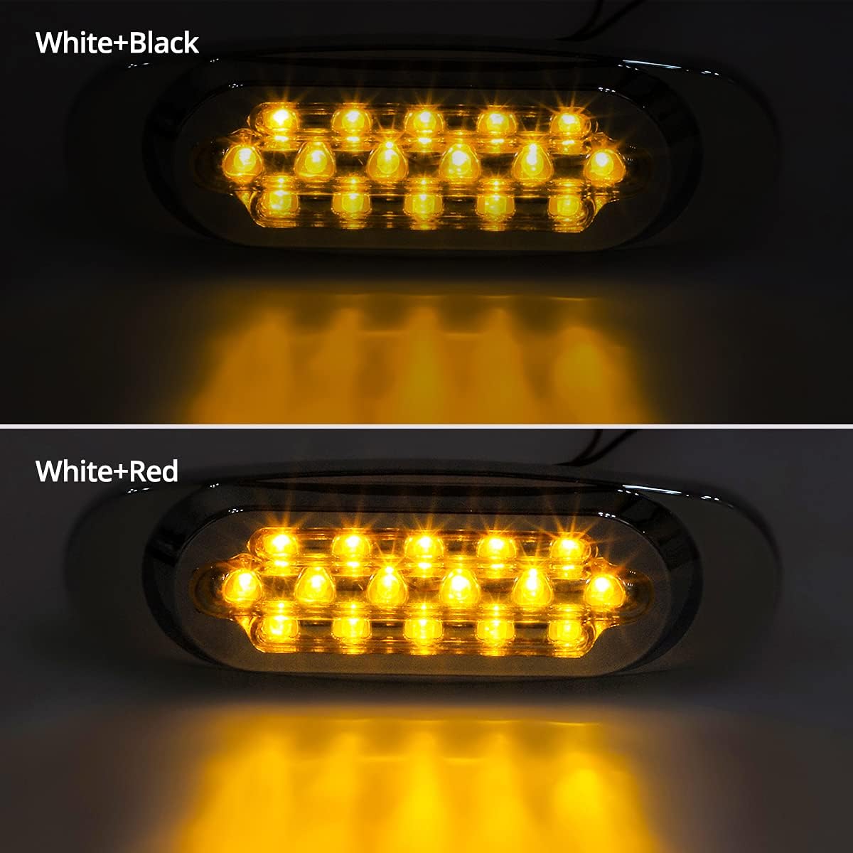 14Pcs 6-1/2 Clear/Amber 16-LED Trailer Side Marker and Turn Signal Lights Chrome Flush Mount Sealed Replacement Pack of 2 T264836