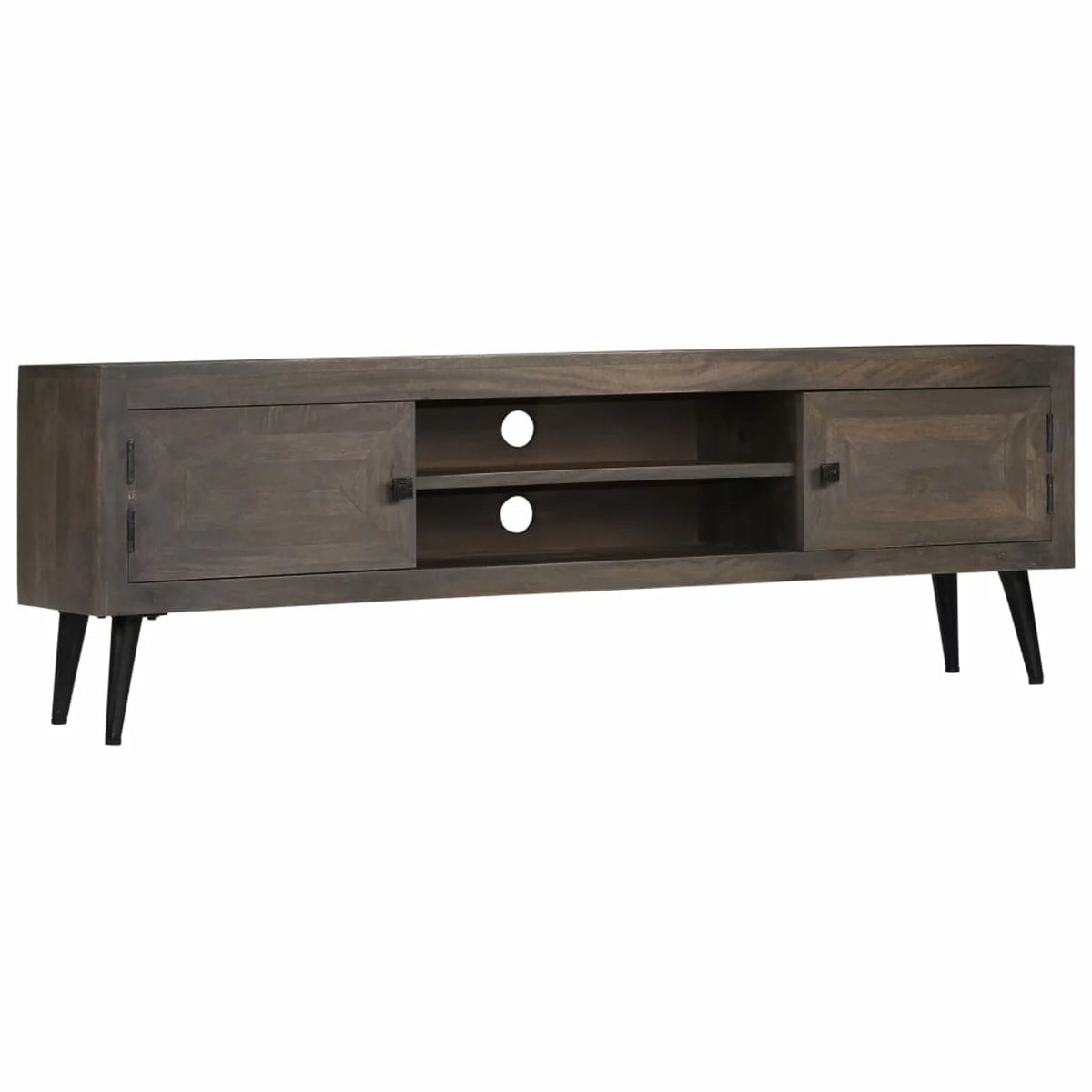 Mango Wood TV Stand with 2 Door Cabinet and 2 Storage Shelves Y5848