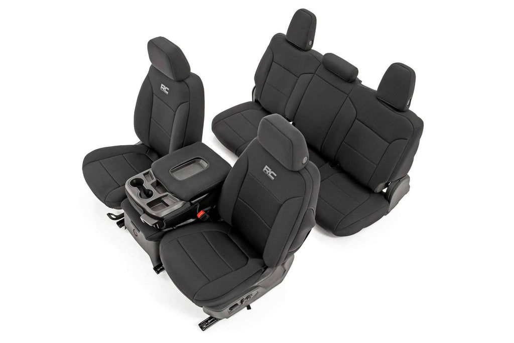 Black Neoprene Seat Covers Front and Rear I69191