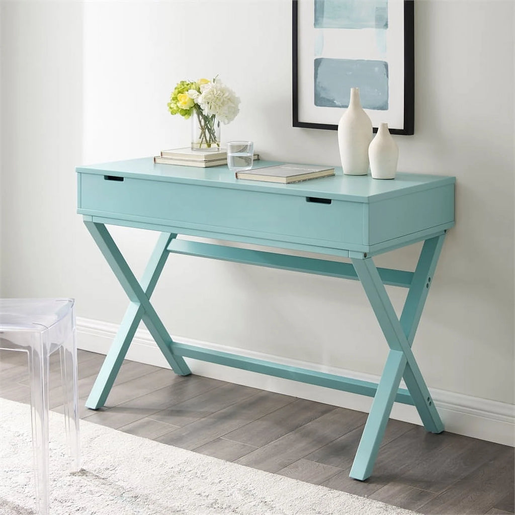 Turquoise Blue Wood Lift Top Desk M78336