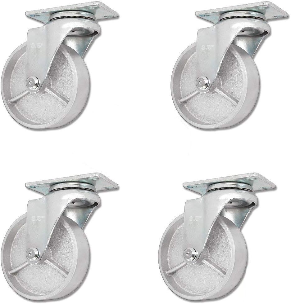 Steel Wheel Caster Set of 4, 350 Lbs Capacity Per Caster, Pack of 2 A5705