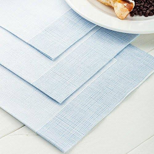 White with Blue Threads Disposable Napkins 16x16 Inches 600 Count R9878