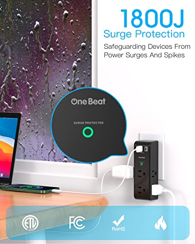 Surge Protector Outlet Extender with Rotating Plug, 6 AC Outlets and 3 USB Ports E634251