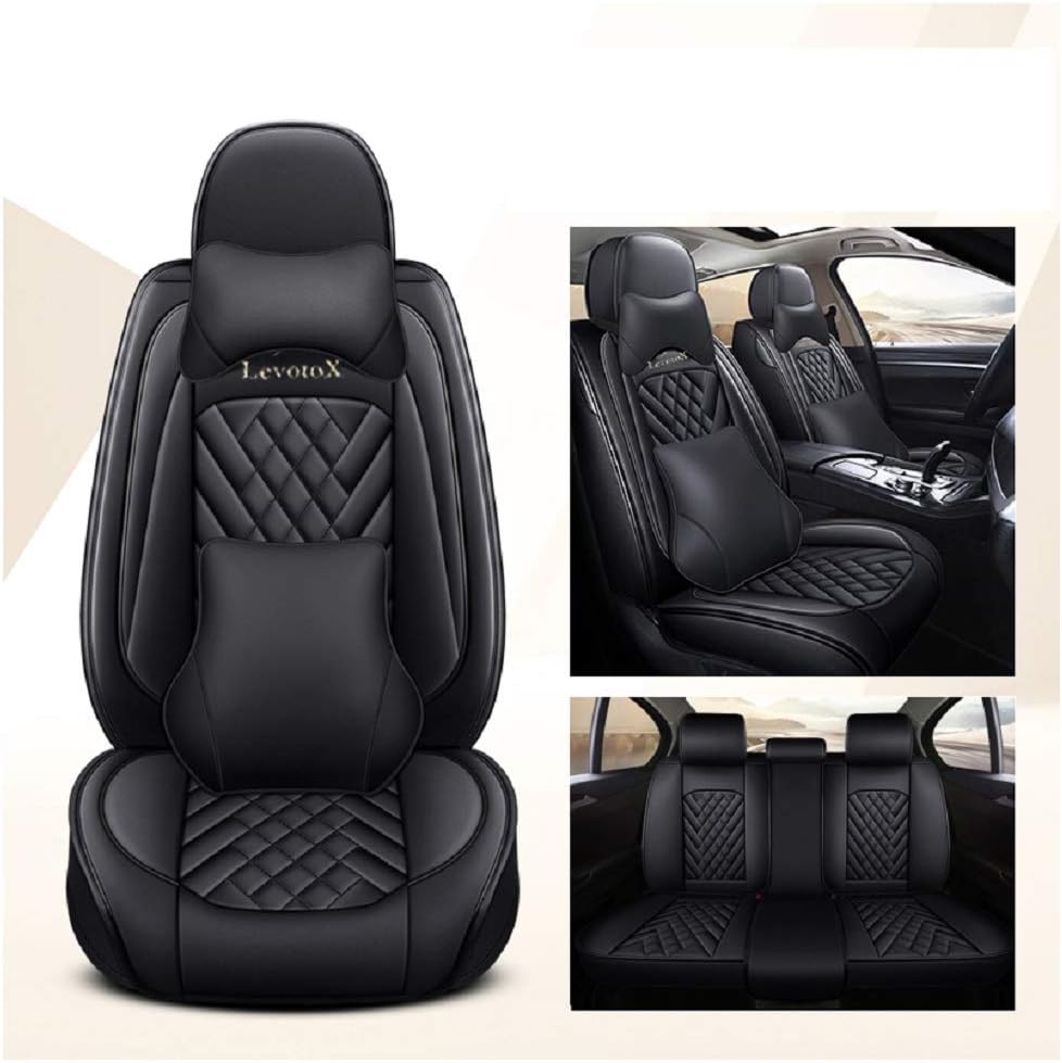 L-Black-Beige Car Seat Covers 5 Seats Full Set L572