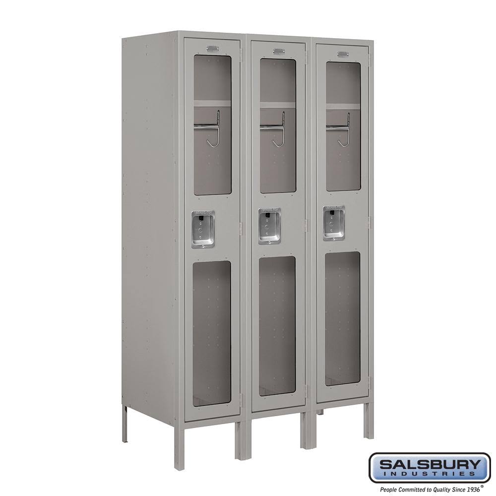 See-Through Metal Locker, Single Tier, 3 Wide, 6 Feet High, 18 Inches Deep, Tan J8535