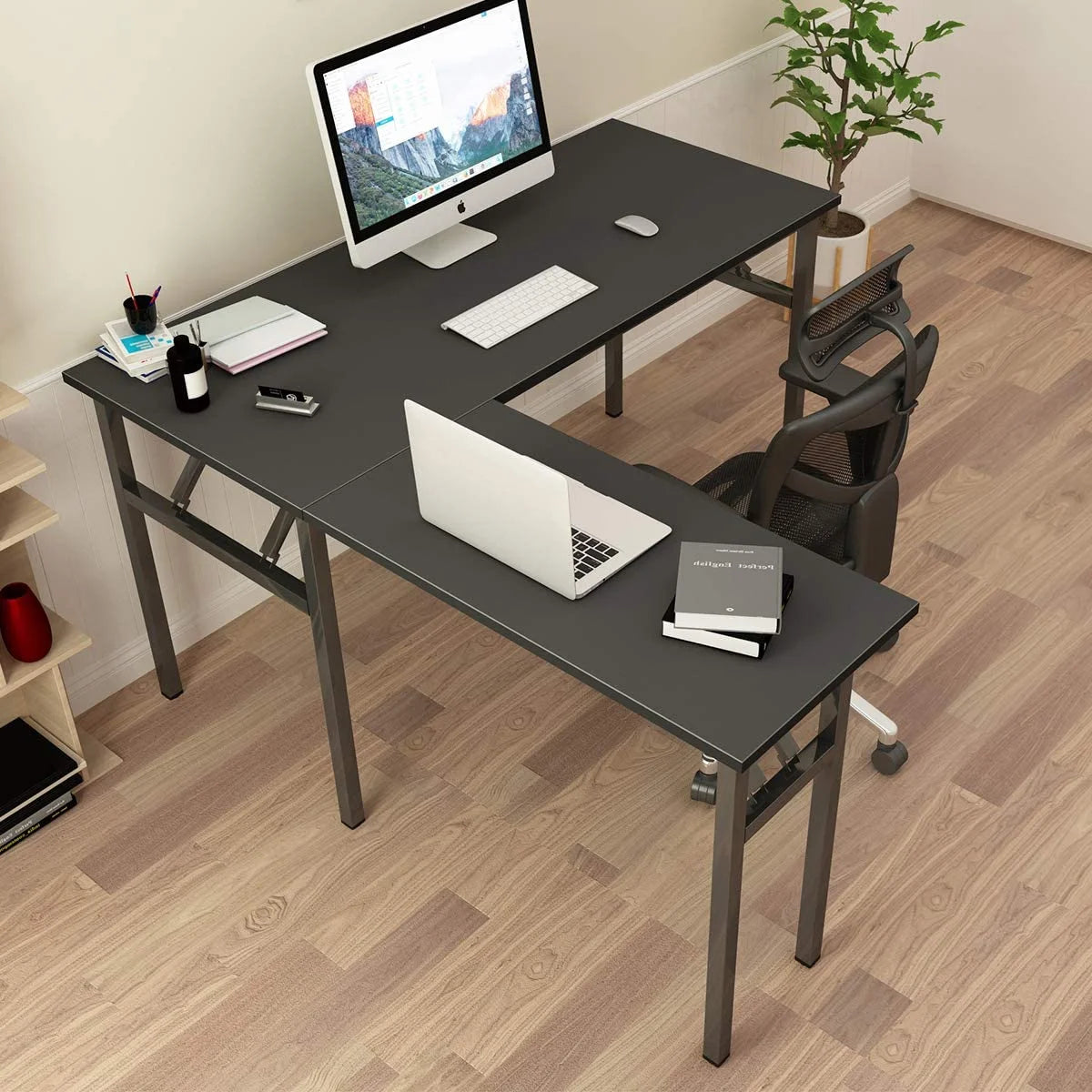 Black L-Shaped Corner Computer Desk S82436