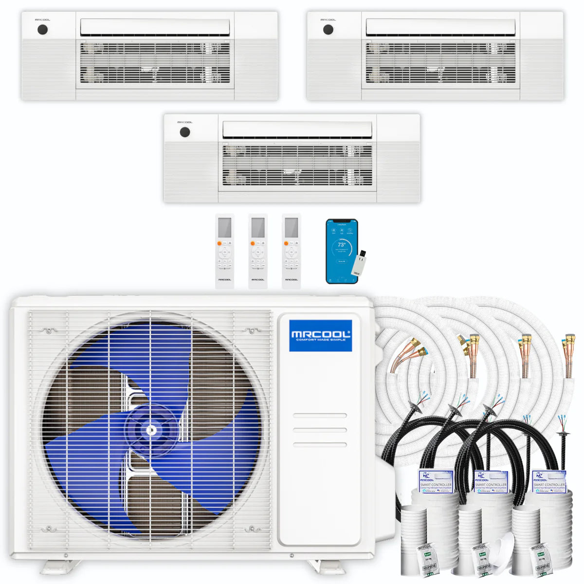 36,000 BTU 3 Zone Ceiling Cassette Ductless Air Conditioner and Heat Pump F465068