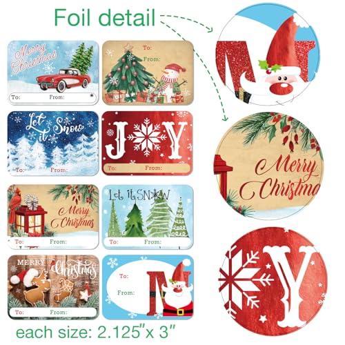 80 Count Large Foil Christmas Gift Tag Stickers K4353