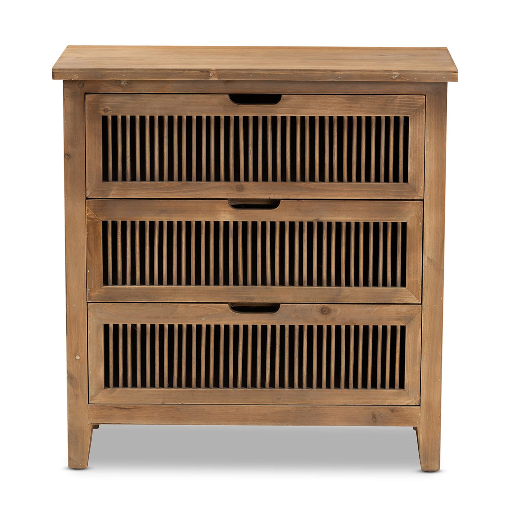 Medium Oak 3-Drawer Wood Chest C342090