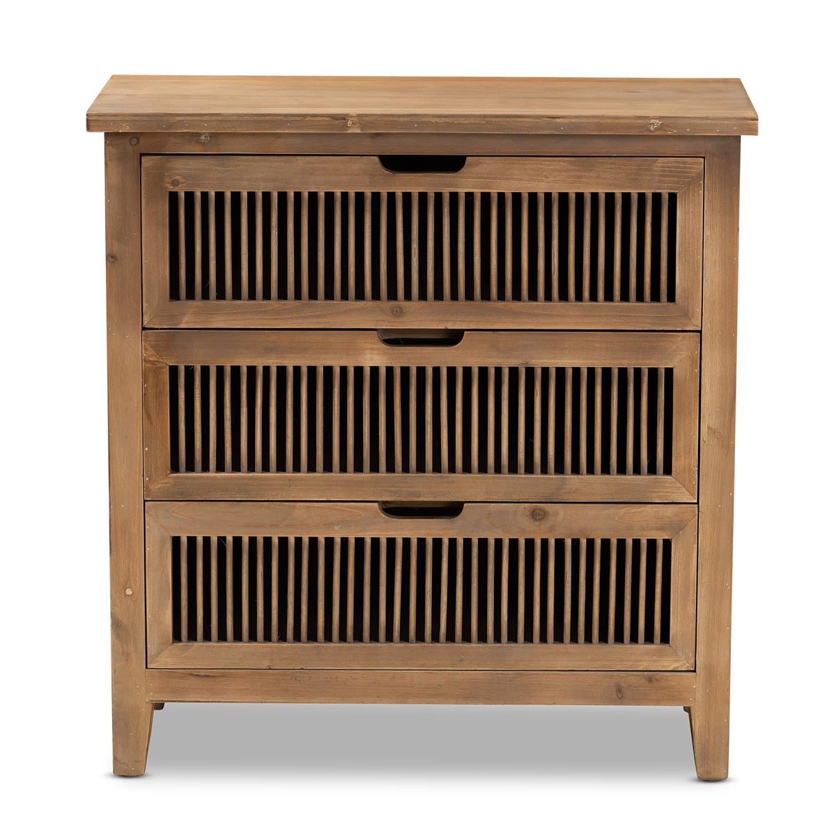 Medium Oak 3-Drawer Wood Chest C342090