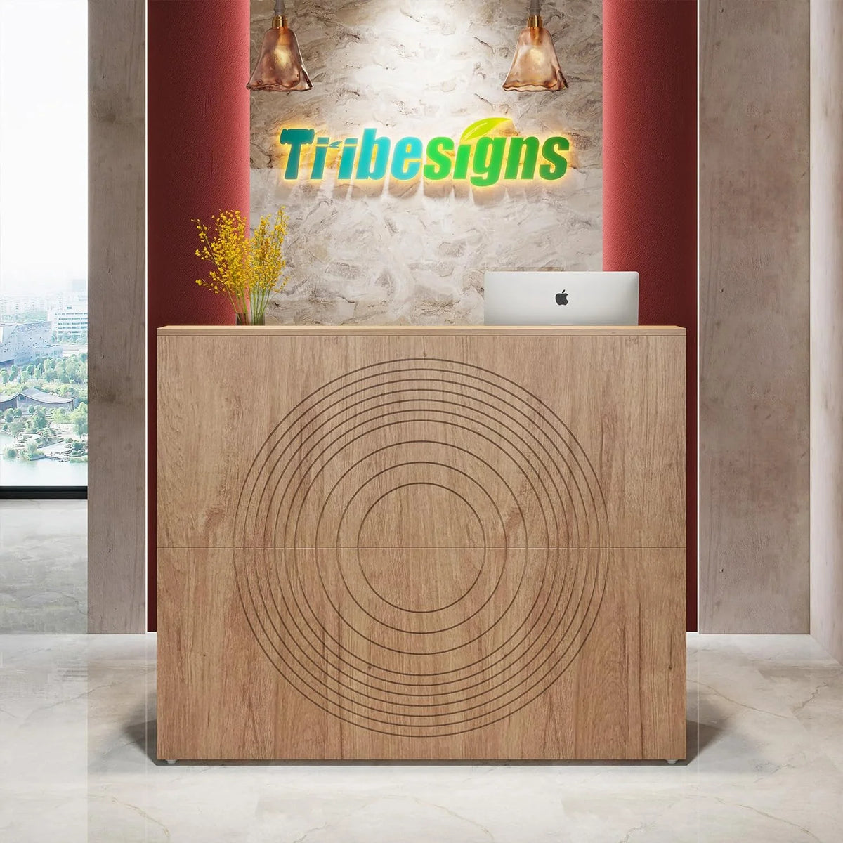 47 Inch Reception Desk with Open Shelves H400