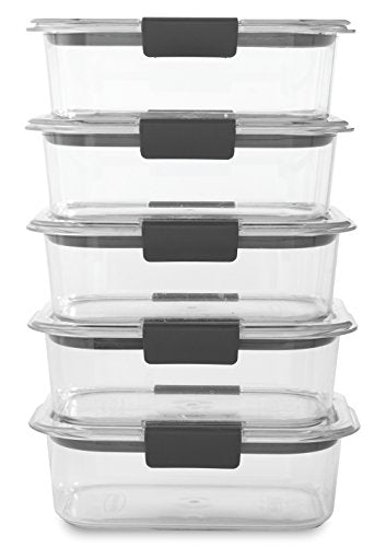 5 Pack Clear BPA Free Plastic Food Storage Container D714262